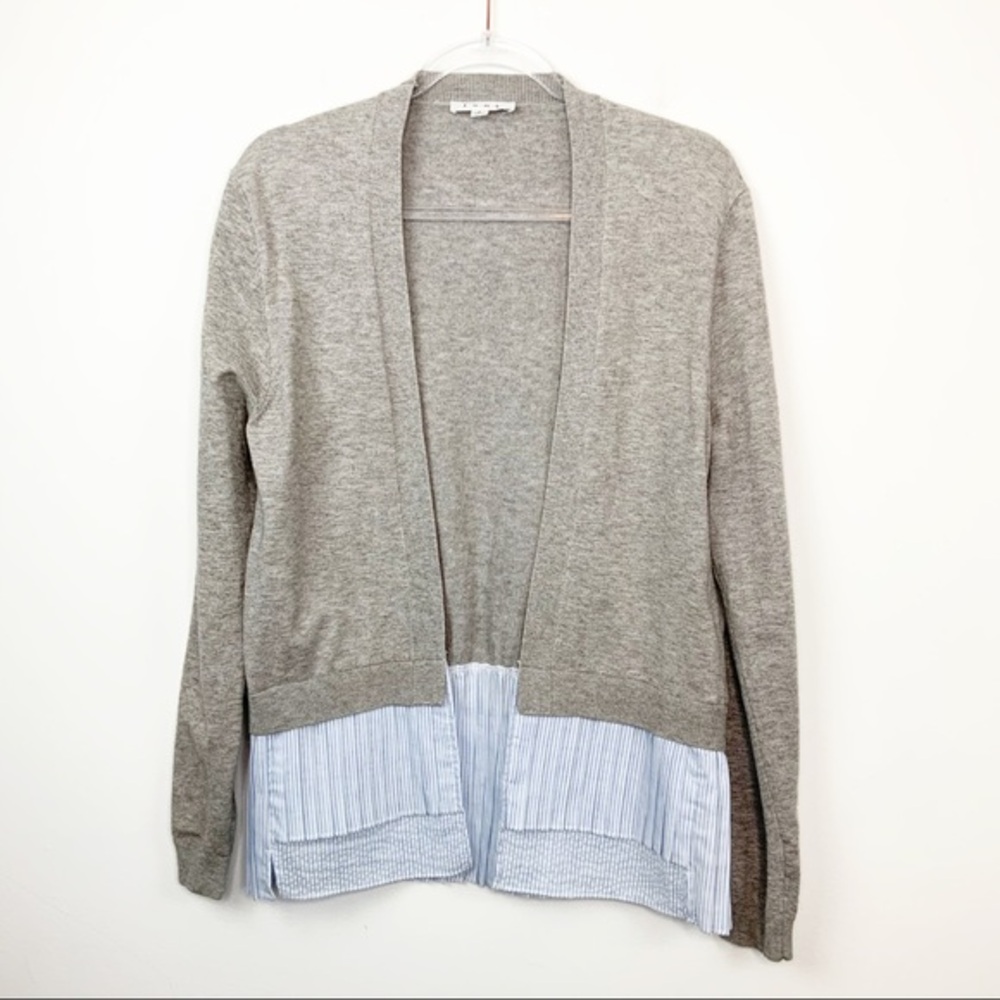 THML Open Front Grey Cardigan Seersucker Hem S
